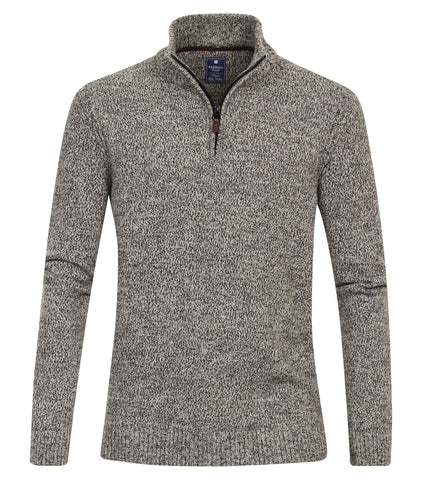 Redmond Pullover met rits grijs 10% wol