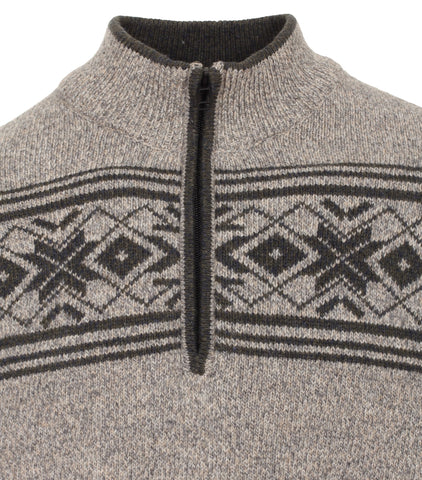 Redmond Pullover met rits grijs 10% wol