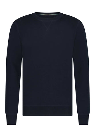 BlueFields fijngebreide pullover met regular fit donkerblauw uni