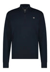 BlueFields effen fijngebreide pullover met sportzip donkerblauw