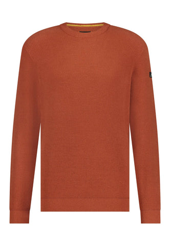 BlueFields effen fijngebreide pullover met ronde hals oranje