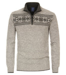 Redmond Pullover met rits grijs 10% wol